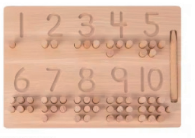 Lesena številska plošča z zatiči (1–10)